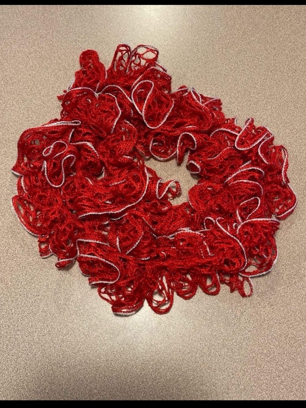 Red Ruffled Knit Scarf